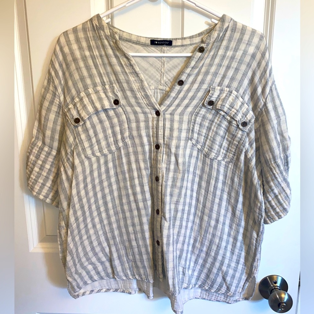 I ❤️ Ronson Gauzy White and Gray Size L